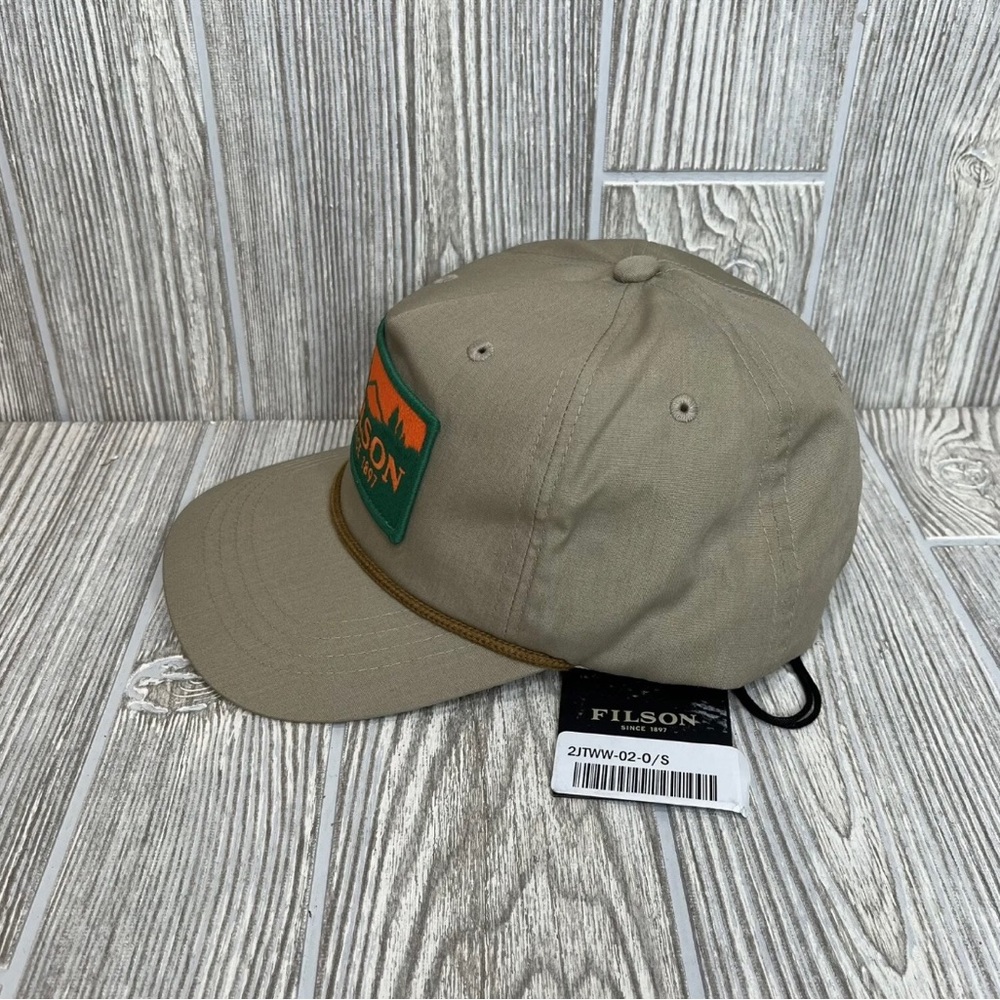Filson Mens Rope Trucker Khaki Orange Scenic Patch Snapback Outdoor Dad Cap NEW - Picture 2 of 7